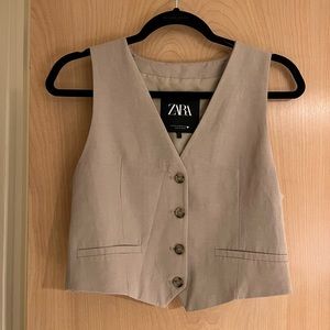 Zara linen blazer vest